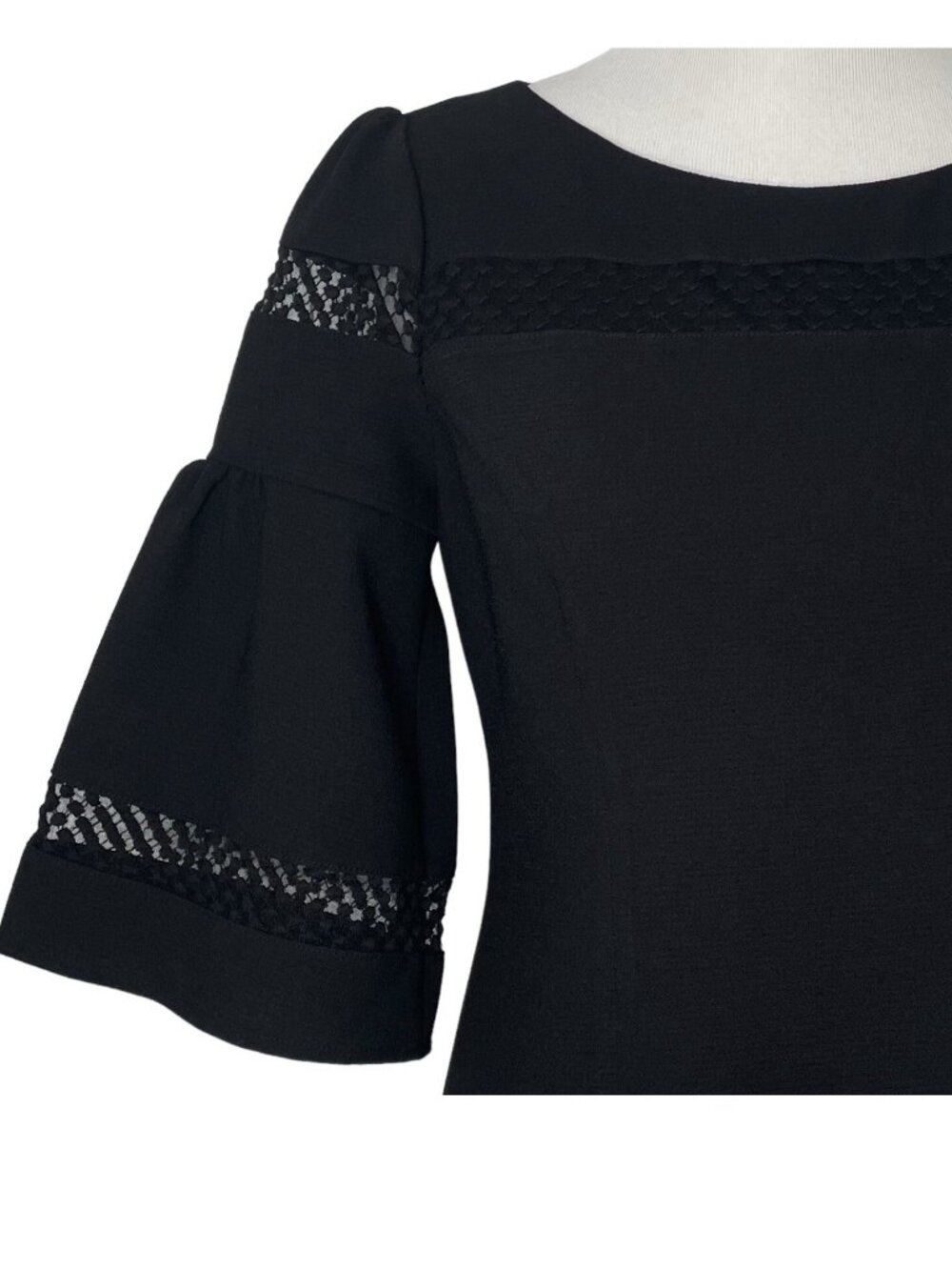 Talbots Womens Dress Size 4 Lined 3/4 Bell Sleeve Mesh Detail Zip Back - Picture 4 of 9